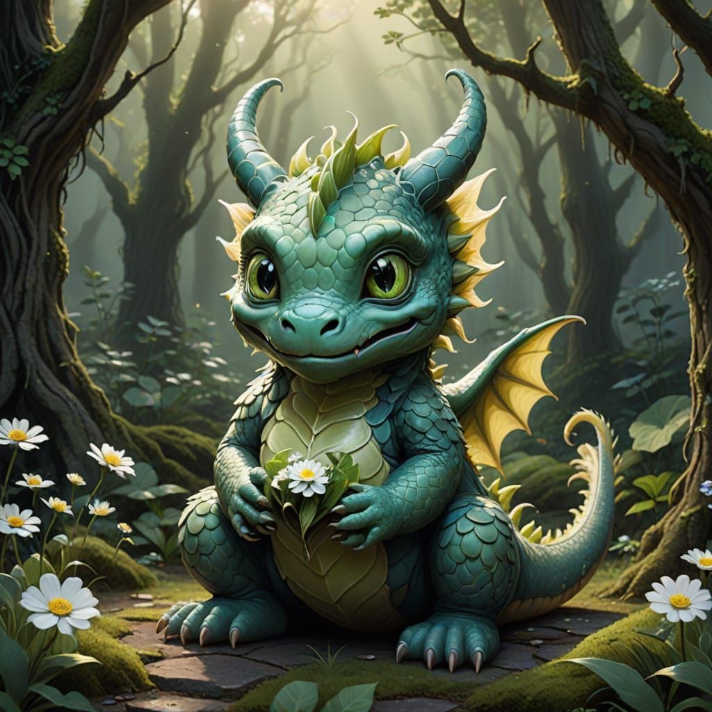 Gentle Cloud Dragon with Flower, Forest Giant