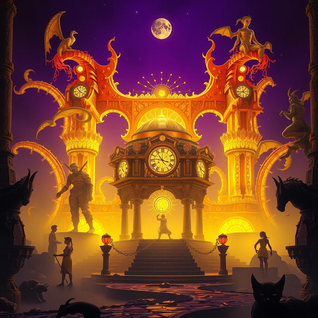 Dark Fantasy Art Nouveau Scene in 8k