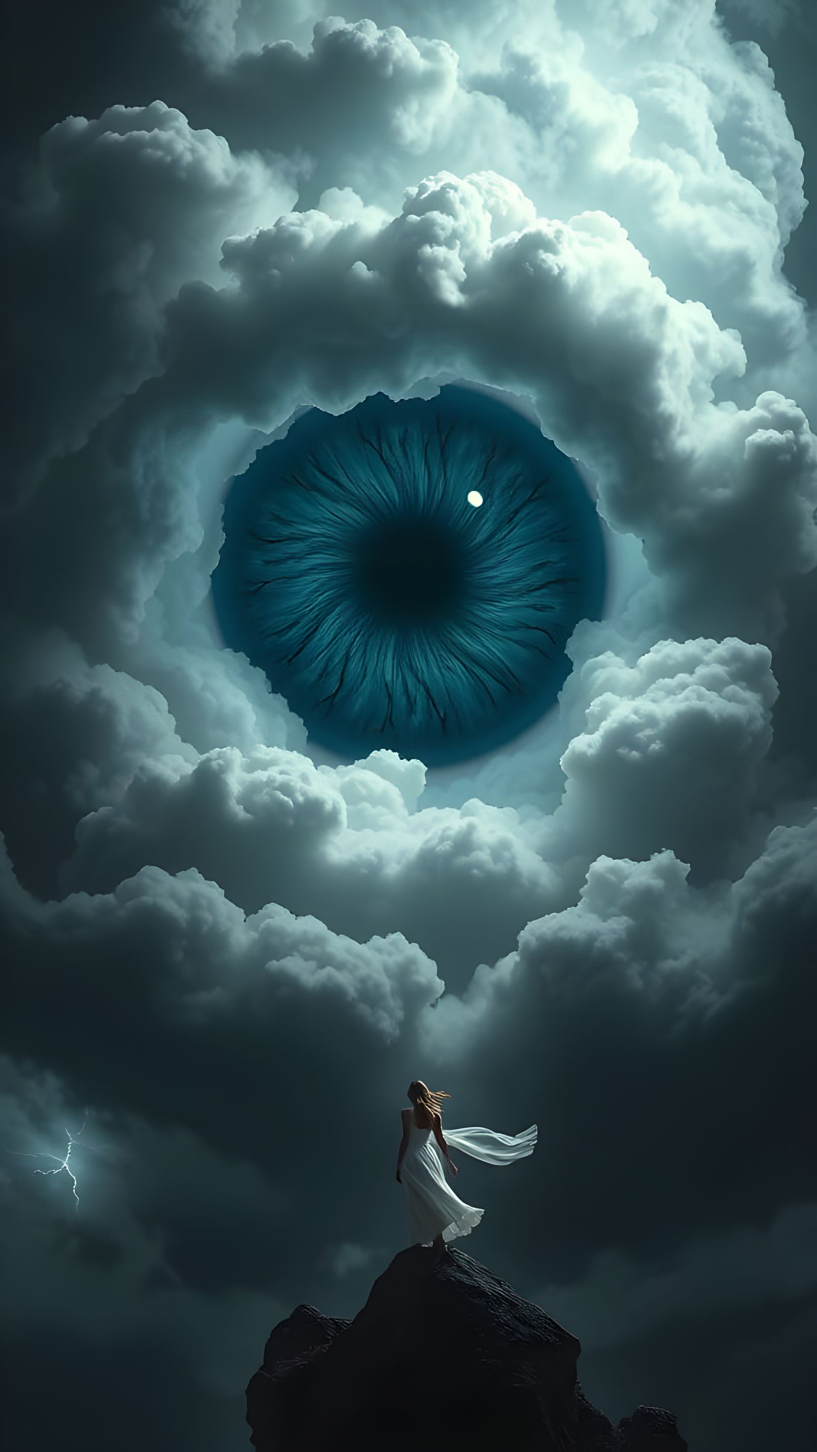 Surreal Storm Eye Observes Lone Woman
