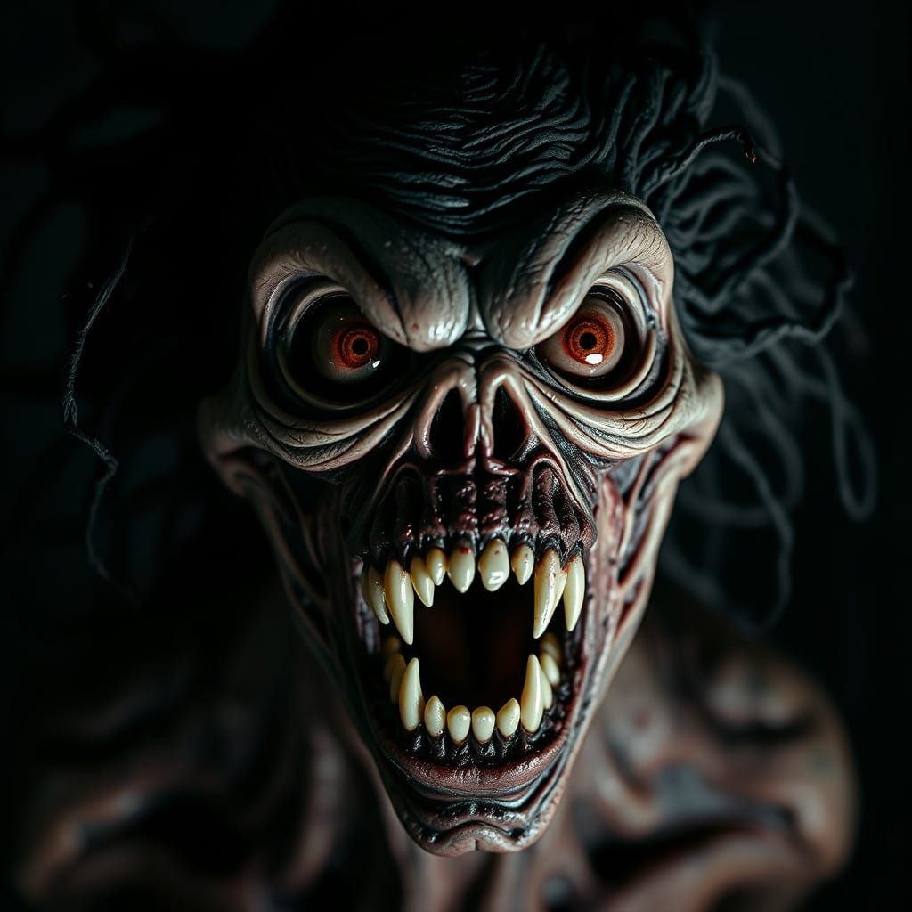 Cinematic Portraits of a Haunted, Elongated Creature with a....