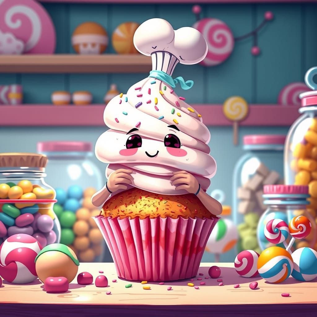 Sentient Cupcake Decorates Itself in Candy Shop