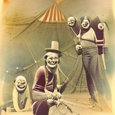 Eerie Vintage Photograph of Circus Performers