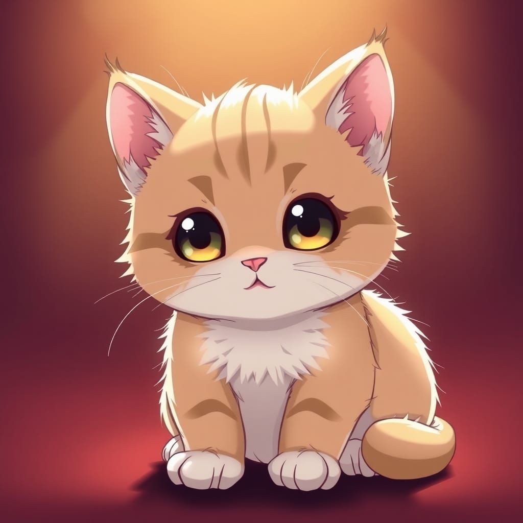 Cute Creamy Cat in Anime Manga Style