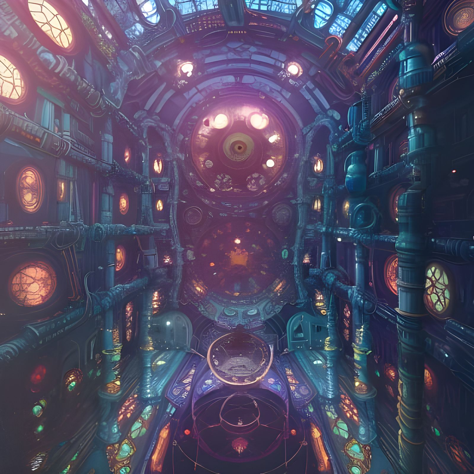 Steampunk Art Nouveau Alien Cathedral in Space