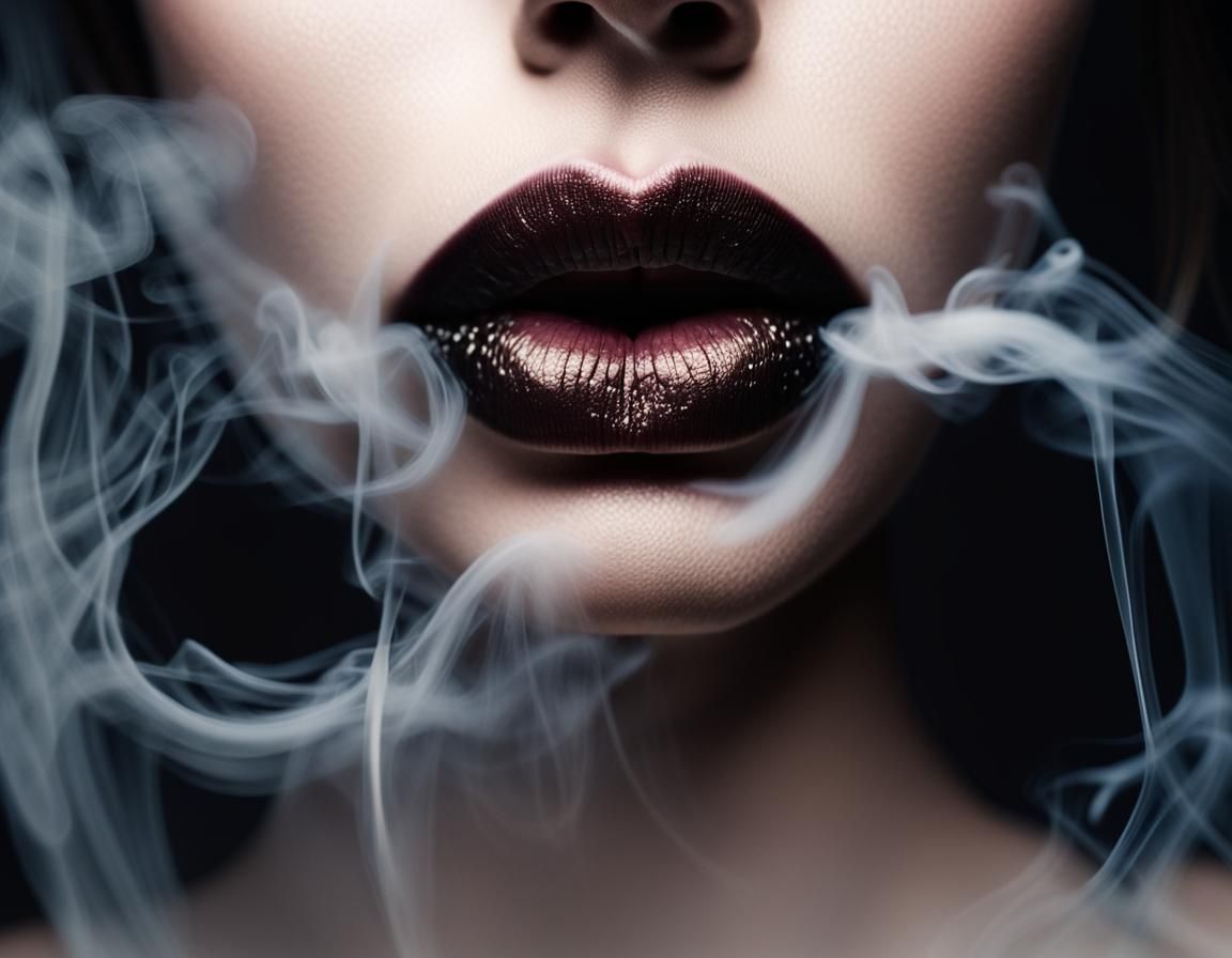 Ethereal Smoke Lips in Dramatic Backlight