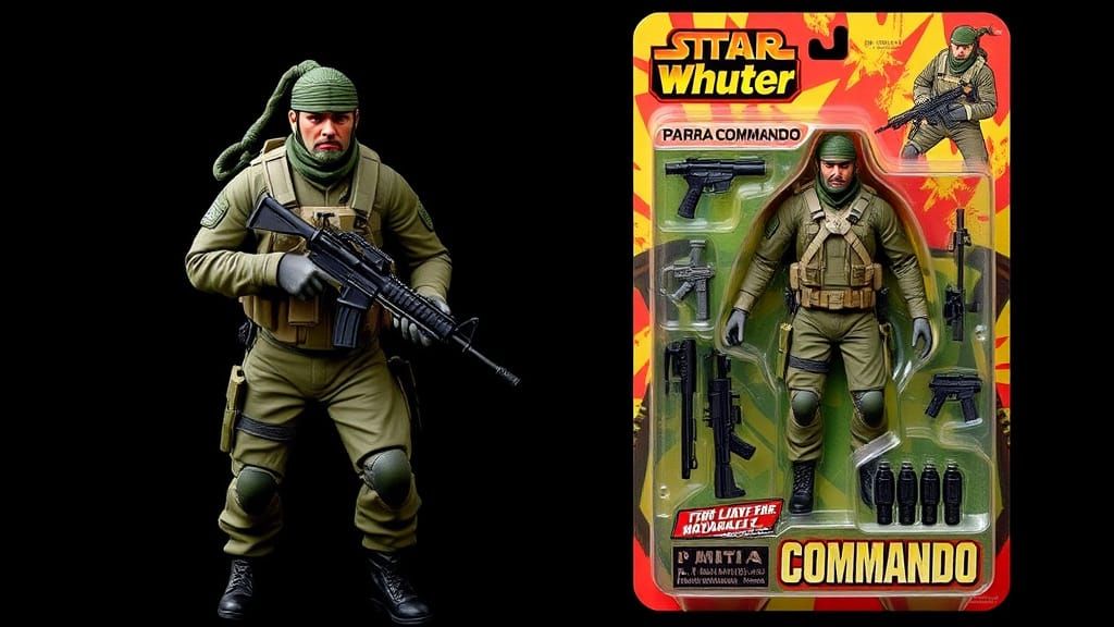 Vintage Action Figure Toy Packaging in Retro Style