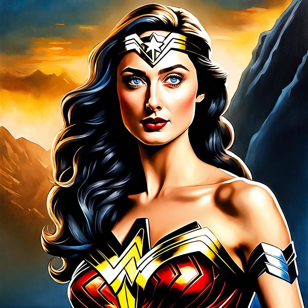 Elizabeth Debicki as Wonder Woman in Airbrush Art