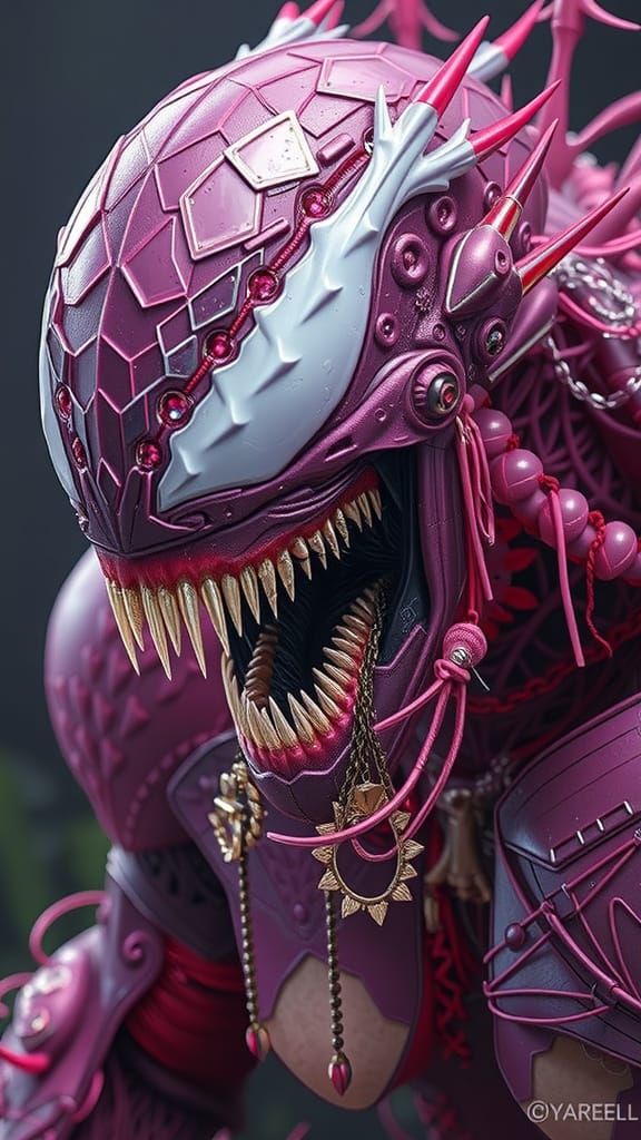 Mystical Woman in Glowing Pink Environment