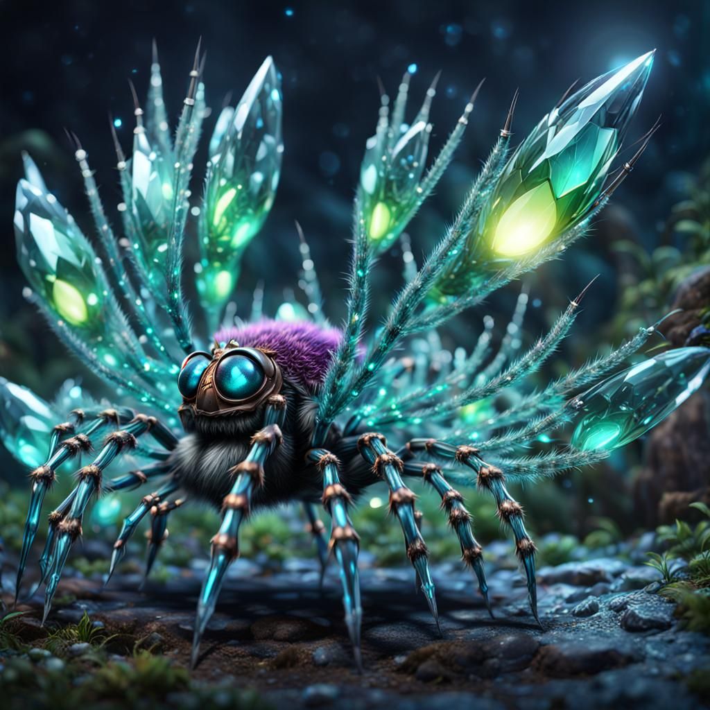 Crystal Flower Spider Creature in Detailed Matte Painting