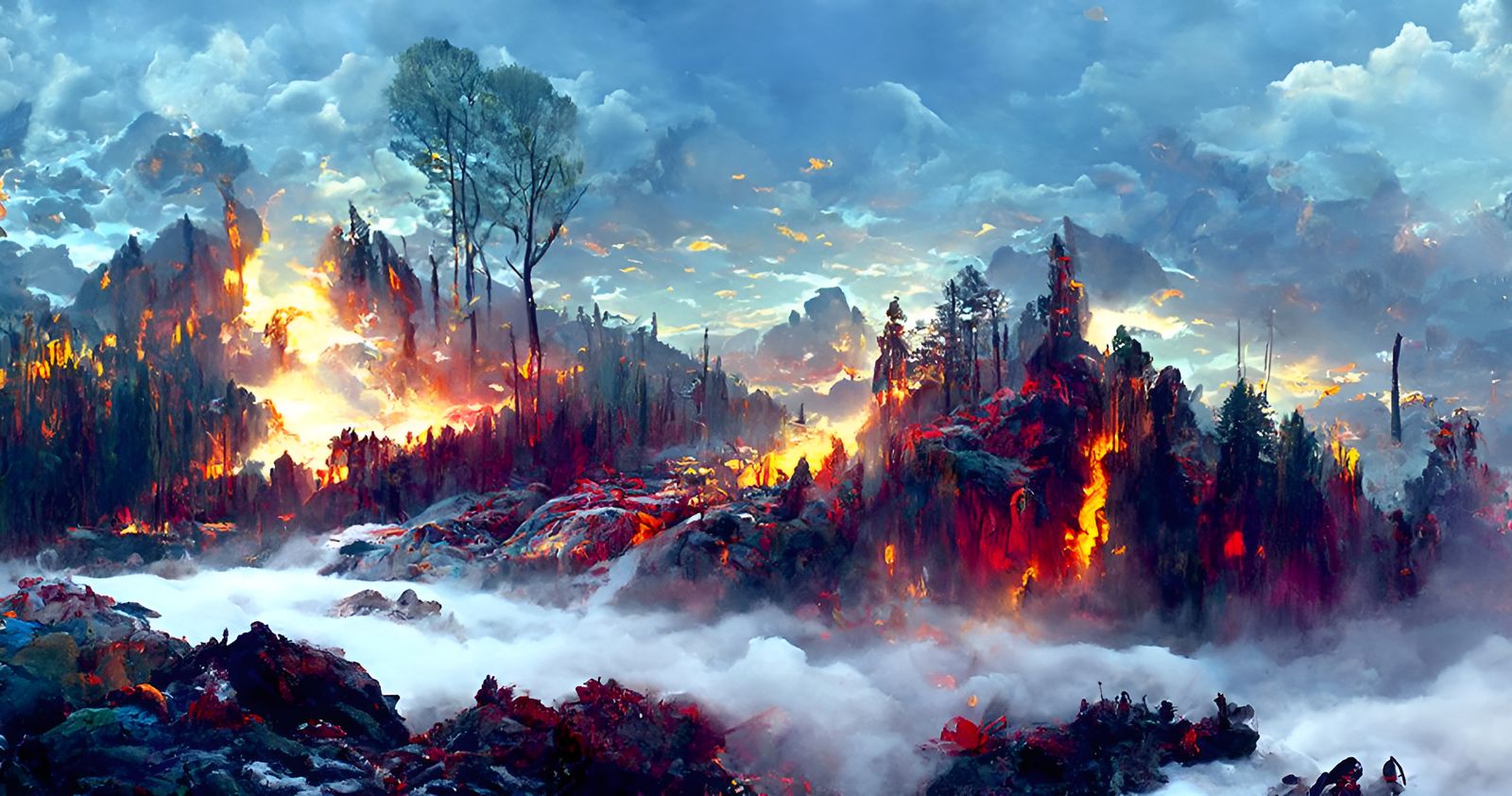 Inferno: Forest Fire Landscape Painting