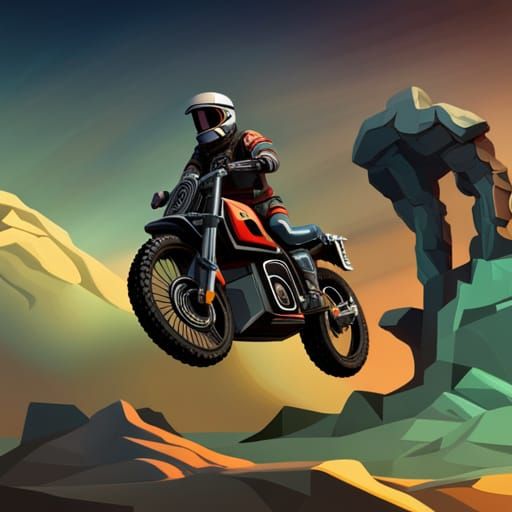 Dakar, a retro-futuristic war machine motorcycle, armored and loaded with weapons, robust engine, aerodynamics, perfect ...