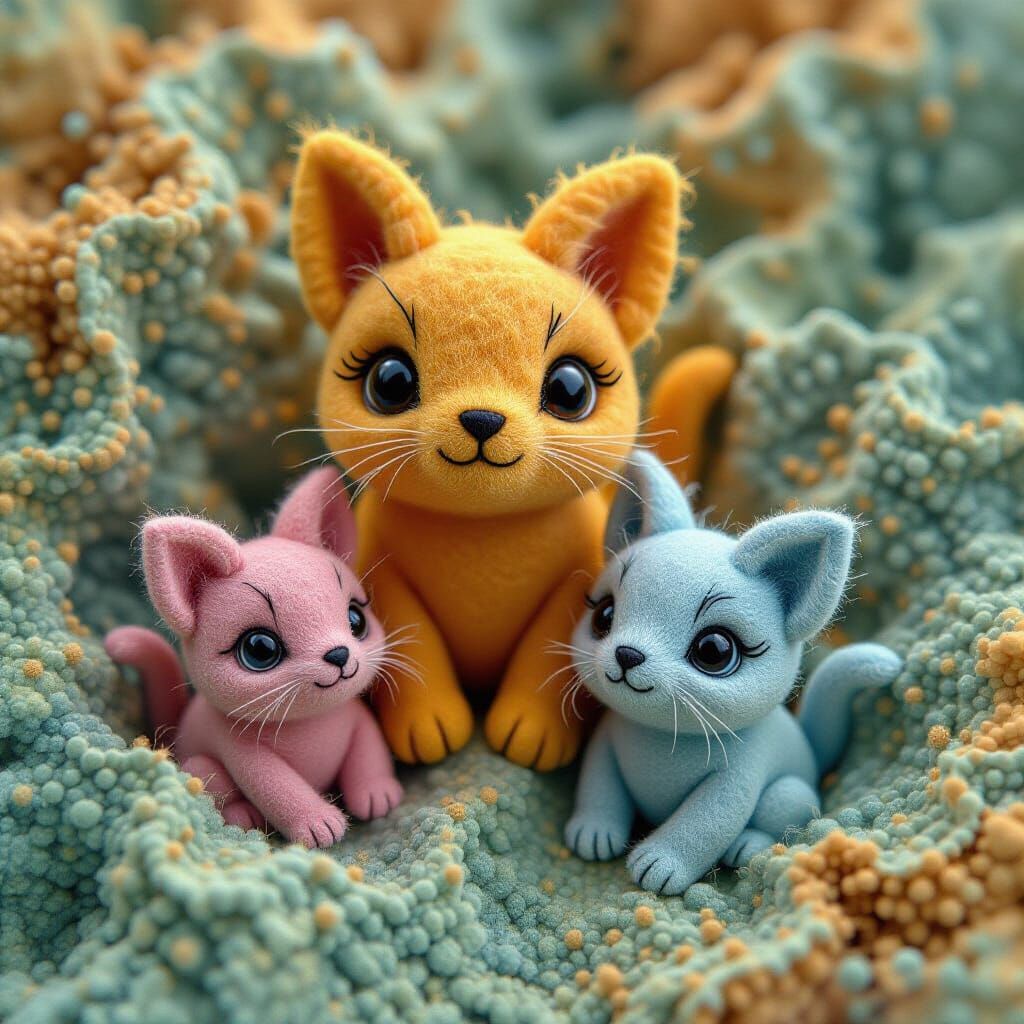 Abstract Felted Figures with 3D Shading