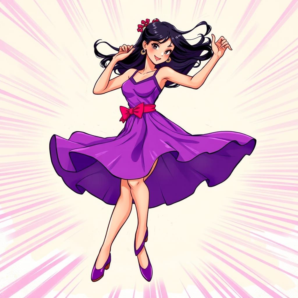 Dynamic Cartoon of Tap Dancer in Anime Style