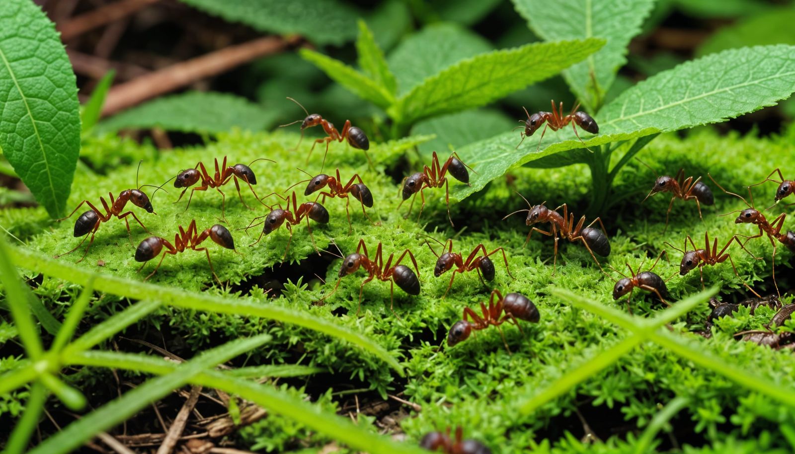 Epic Battle of Ants in a Lush Forest Floor