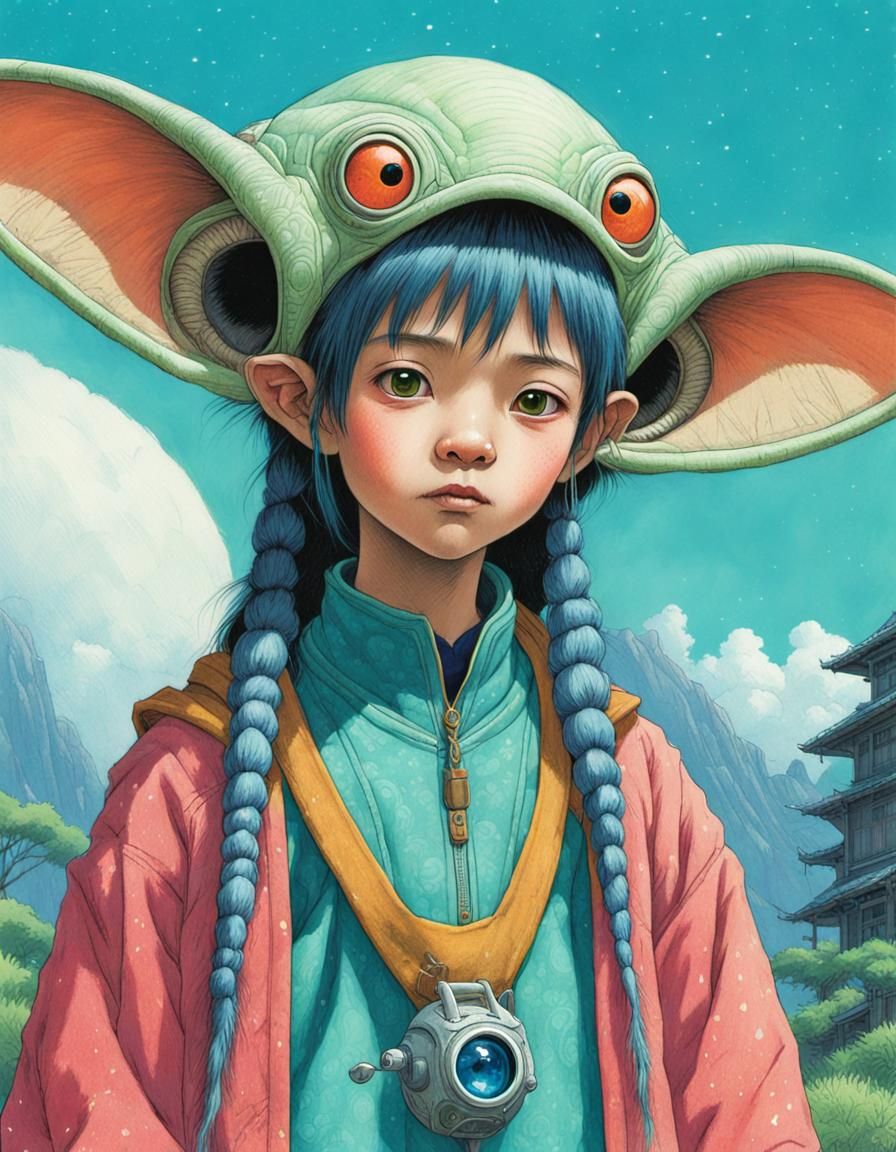 Anthro Alien Merchant in Pastel Pencil Style