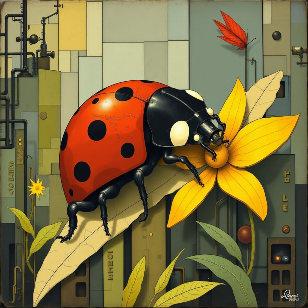 Ladybug in Mondrian Factory Style