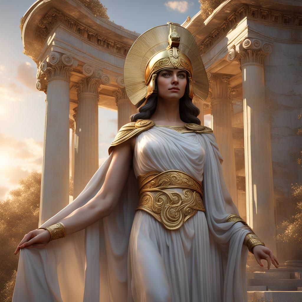 Athena in Golden Light: A Sensuous Goddess Portrait