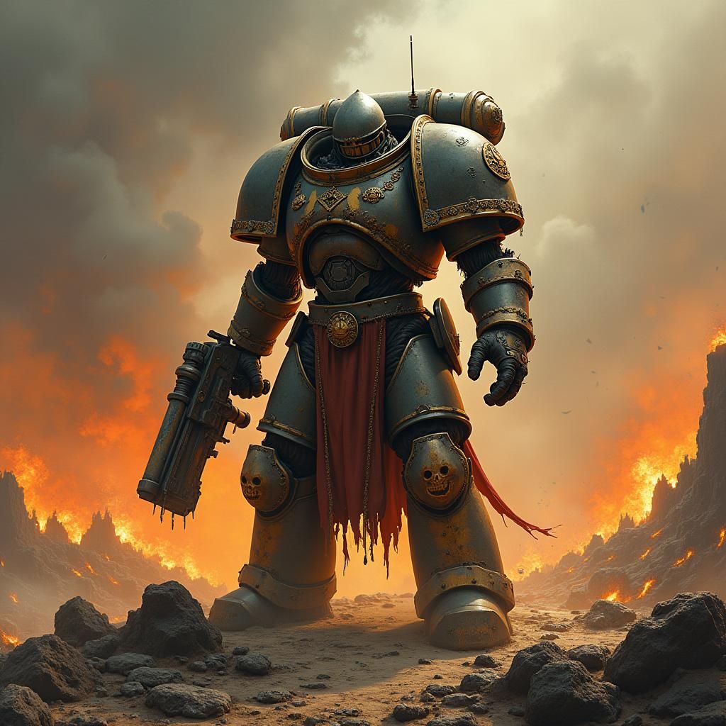 Ork Warrior in Post-Apocalyptic Landscape