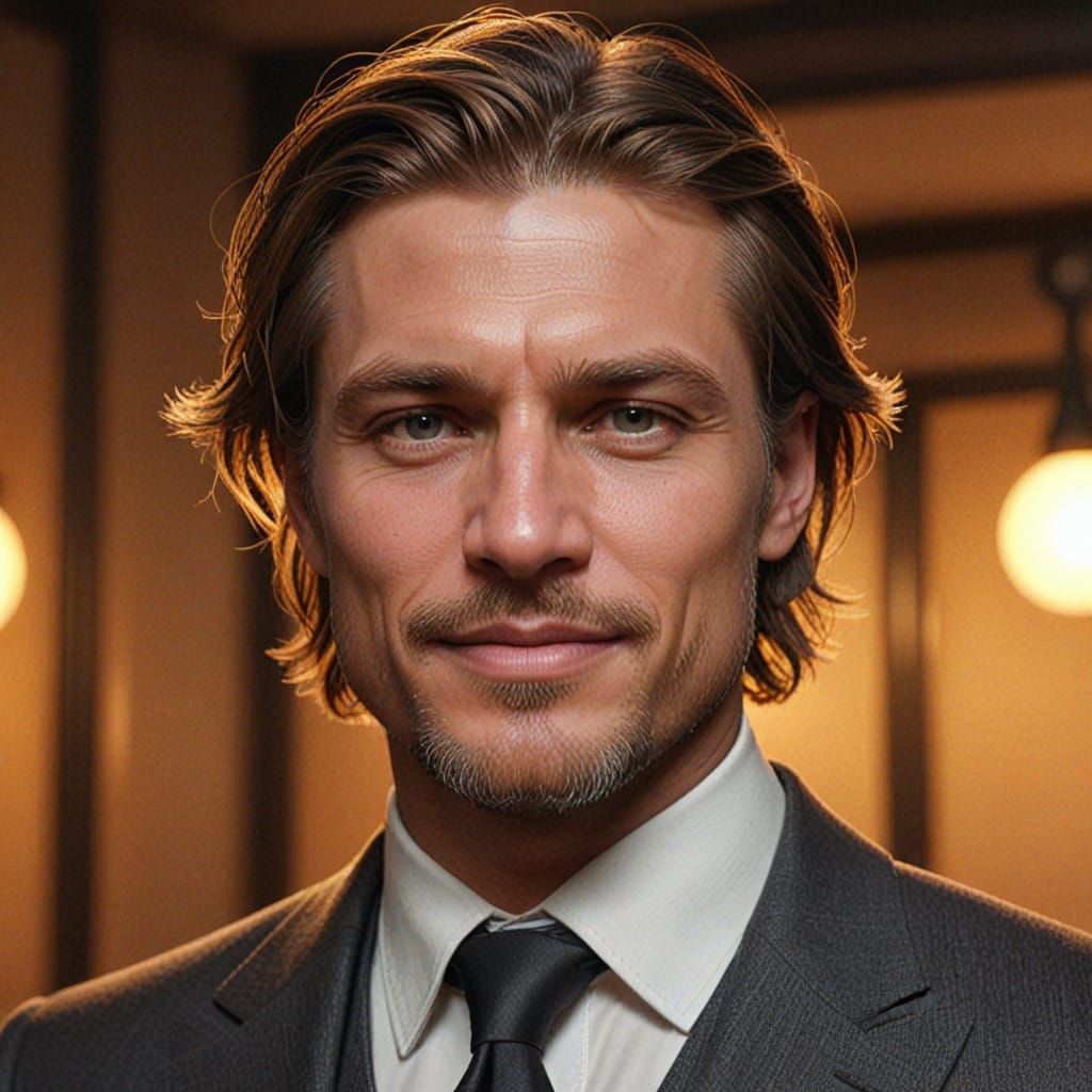 Confident Office Boss Exudes Flirtatious Charisma in High-Fa...