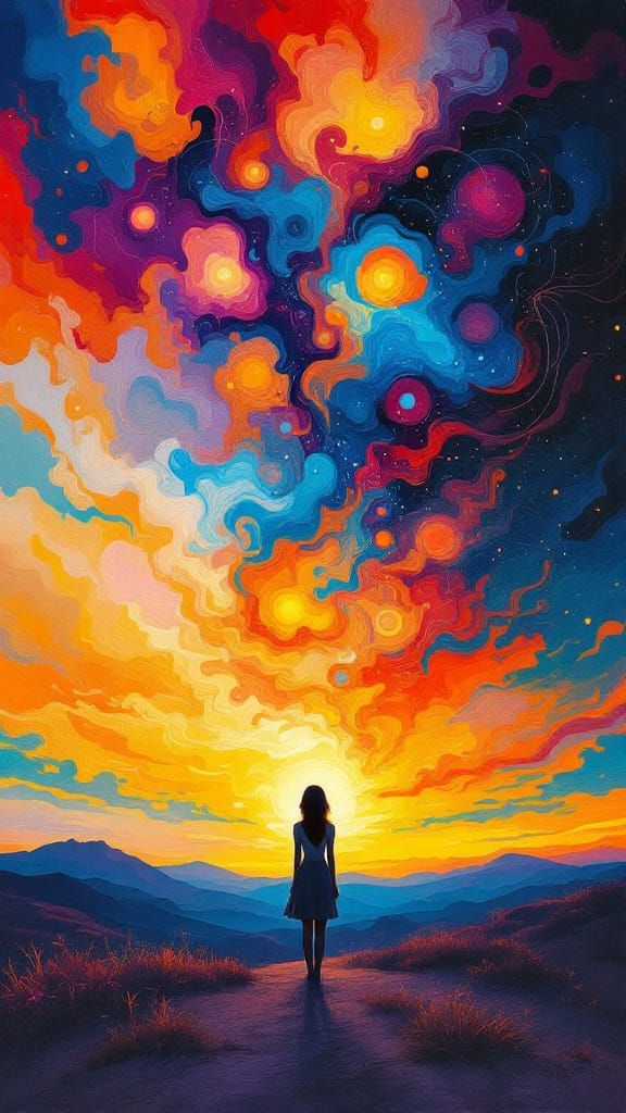 Sunset Contemplation: Abstract Thoughts Manifest as Art