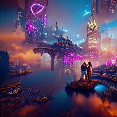 Futuristic Scenes of Transcendent Love in Cyberpunk