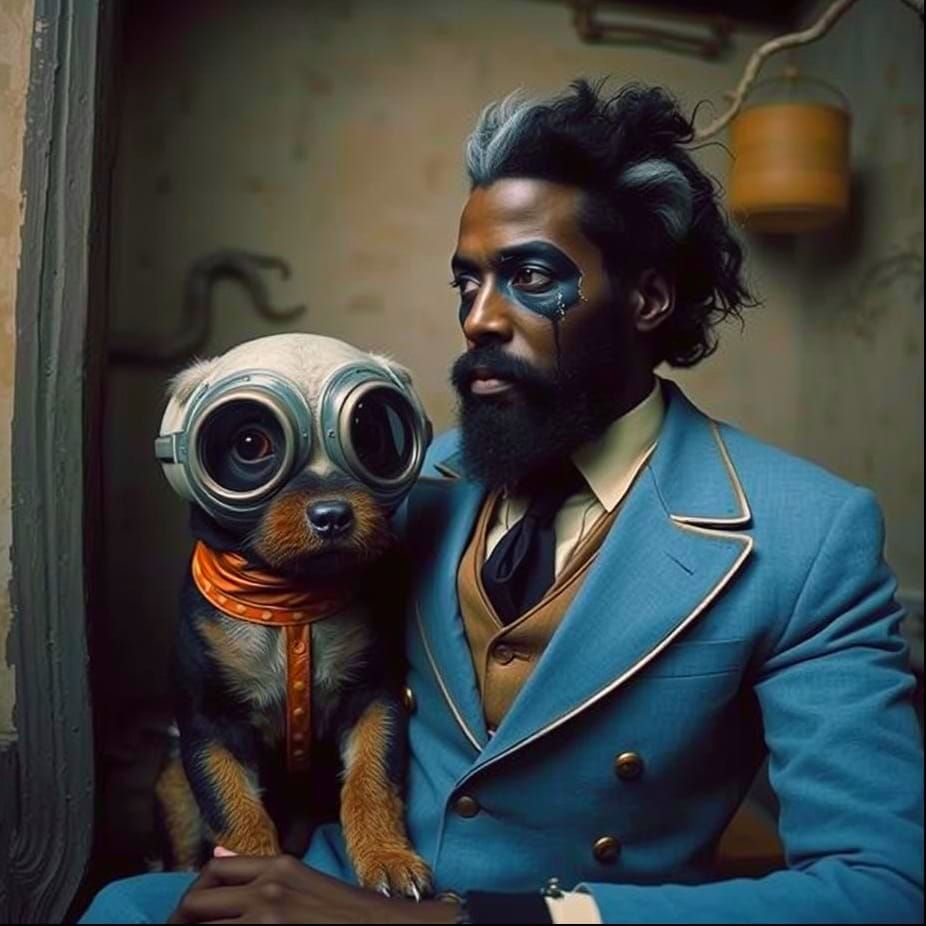 Strange Man with Dog Companion