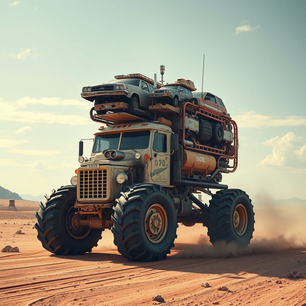 Massive Wheeled Vehicle in Nuclear Wasteland