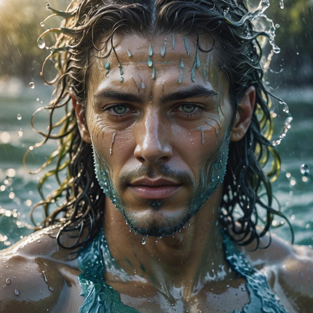 Handsome Water Spirit Rises from the Ocean