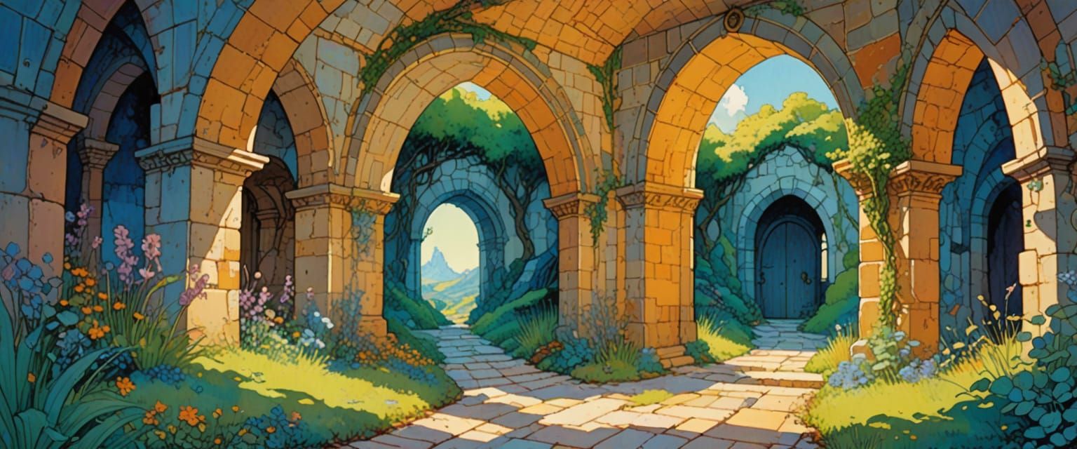 Dungeon Passageway: Fantasy Art in Watercolor and Gouache
