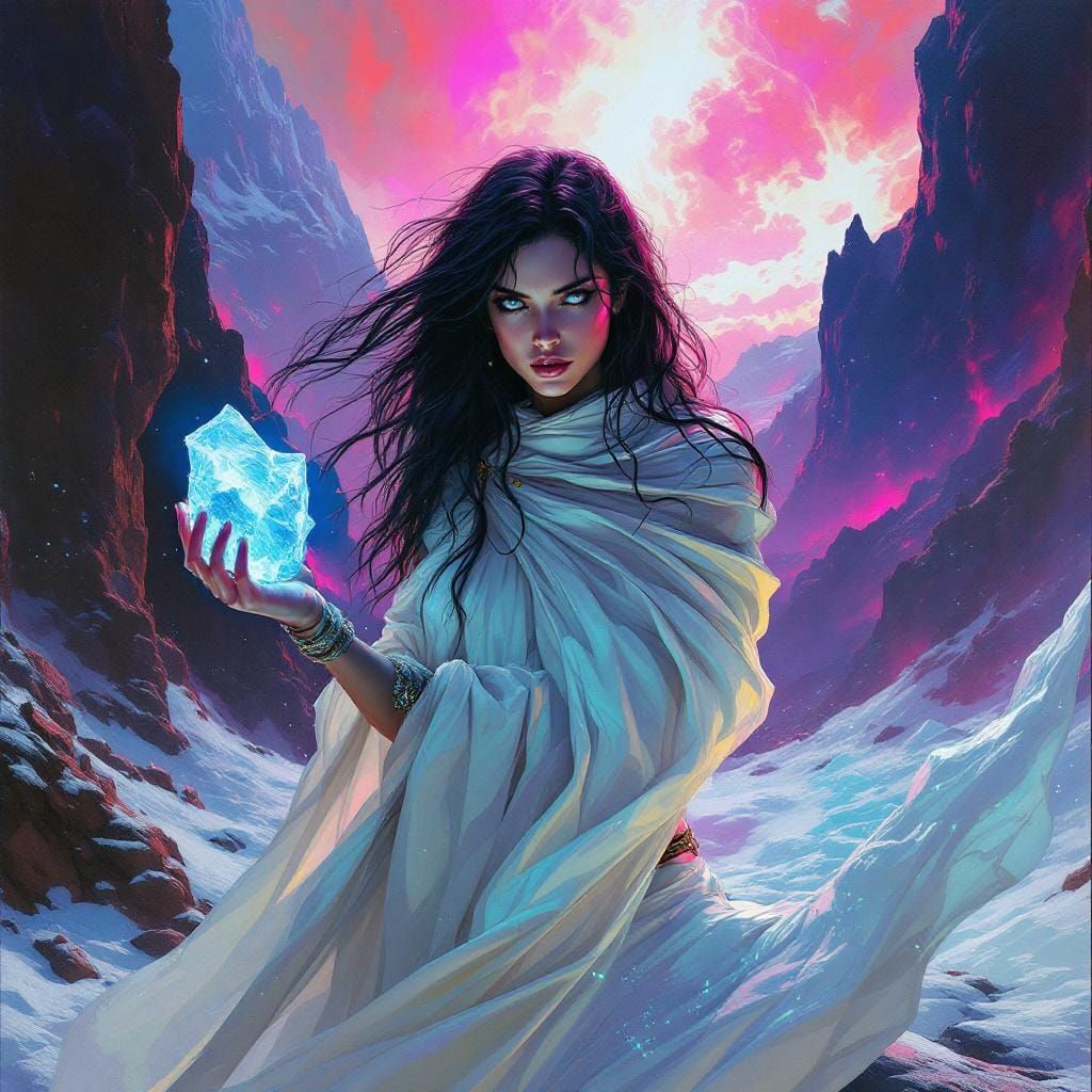 Promethea Steals Ice: Acrylic Painting in Biomechanical Styl...