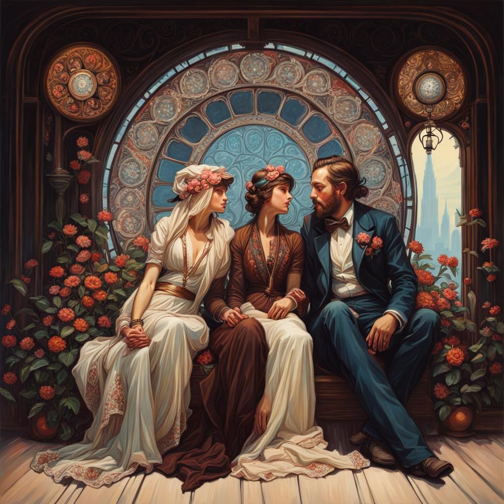 Bohemian Couple in Art Nouveau Style