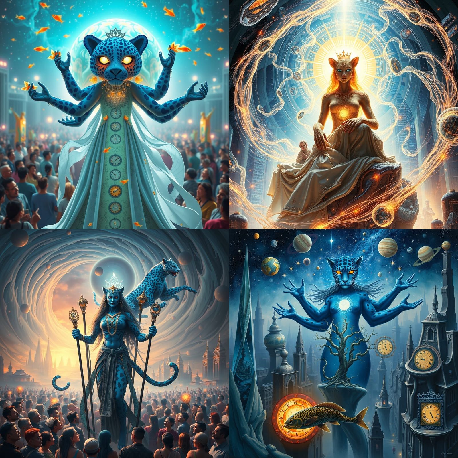 Surreal Leopard Gods in Time City