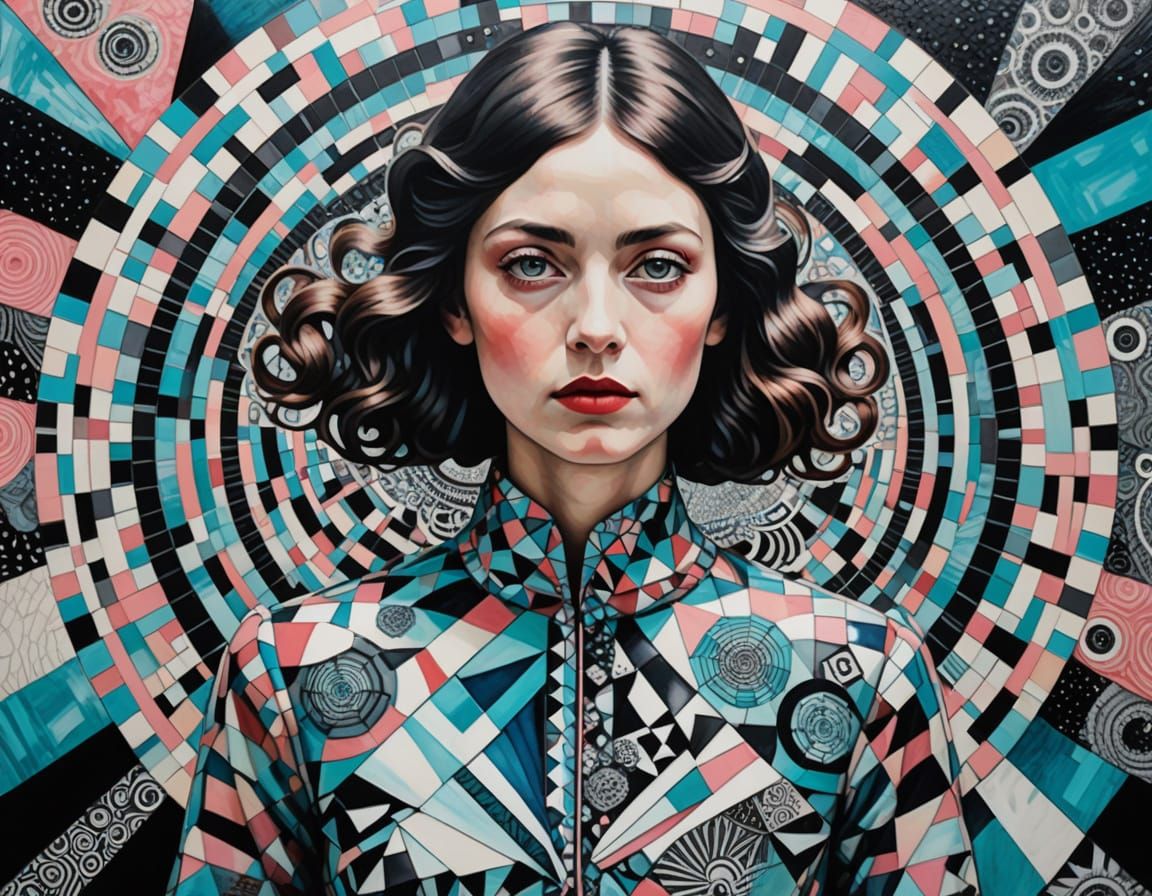 Ethereal Woman in Surreal Mixed Media Portrait