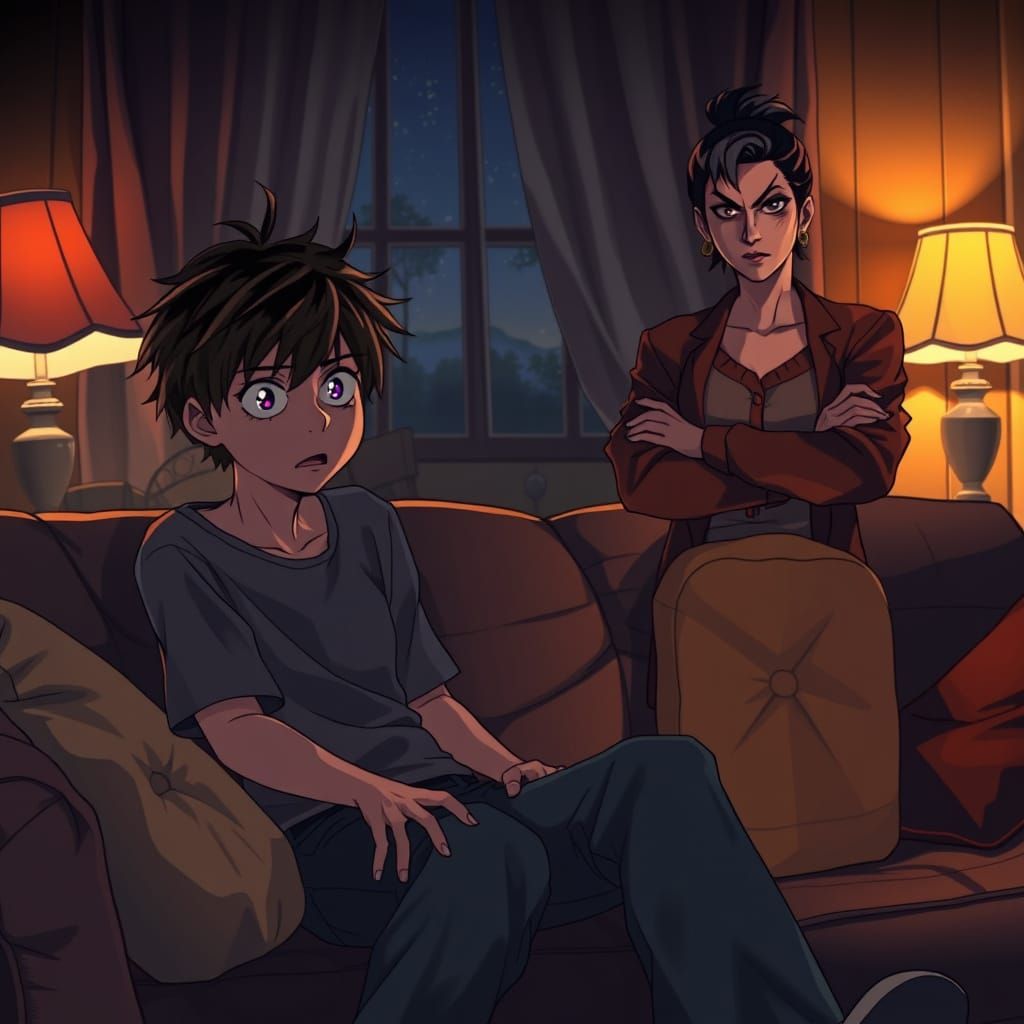 Cozy Confrontation in a Dreamlike Living Room