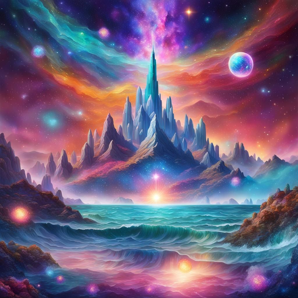 Crystal City Reflecting Nebulas in Astral Illustration