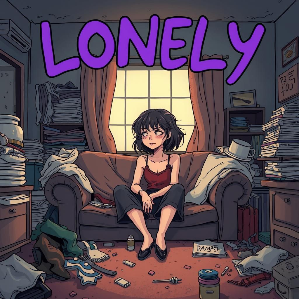 Melancholic Woman in Cluttered Home