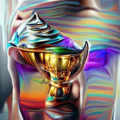 Iridescent Trophy in Hyperreal Digital Illustration