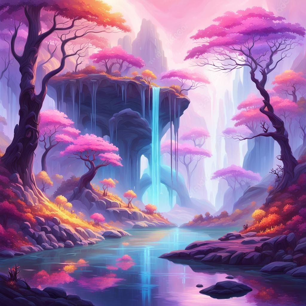 New Genesis: Serene Forest with Floating Islands