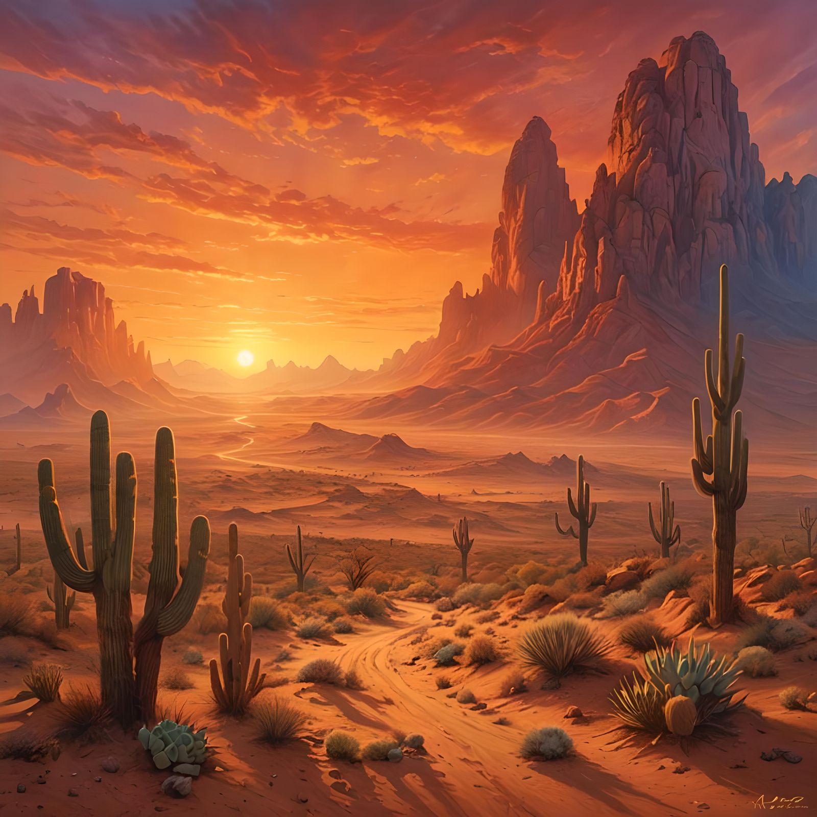 Desert sunset landscape