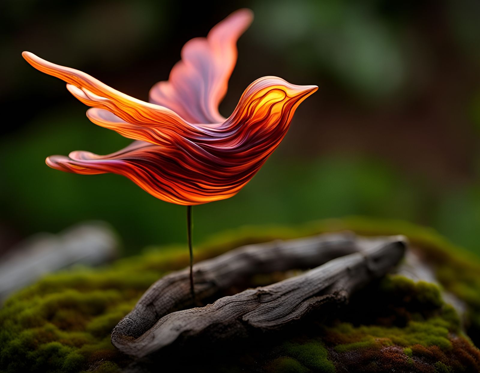 Surreal Soul in Glass Cube Sculpture