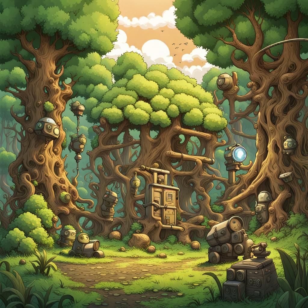 Naturecore Meets Salvagepunk: An AI-Generated Fusion