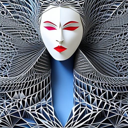 paper portrait of an angry snow queen