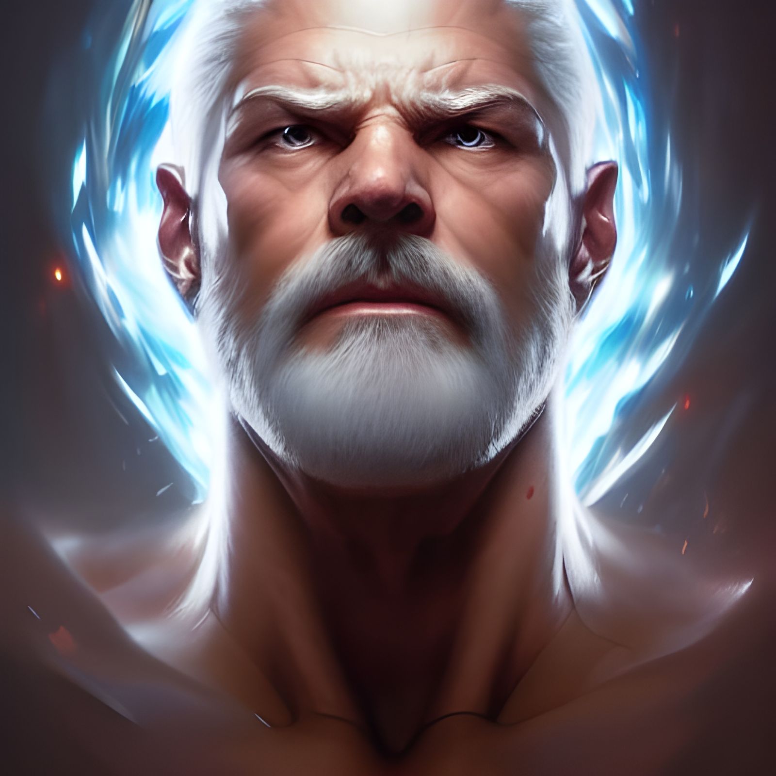 Ultra Instinct Zeus Portrait in Hyperrealistic Detail