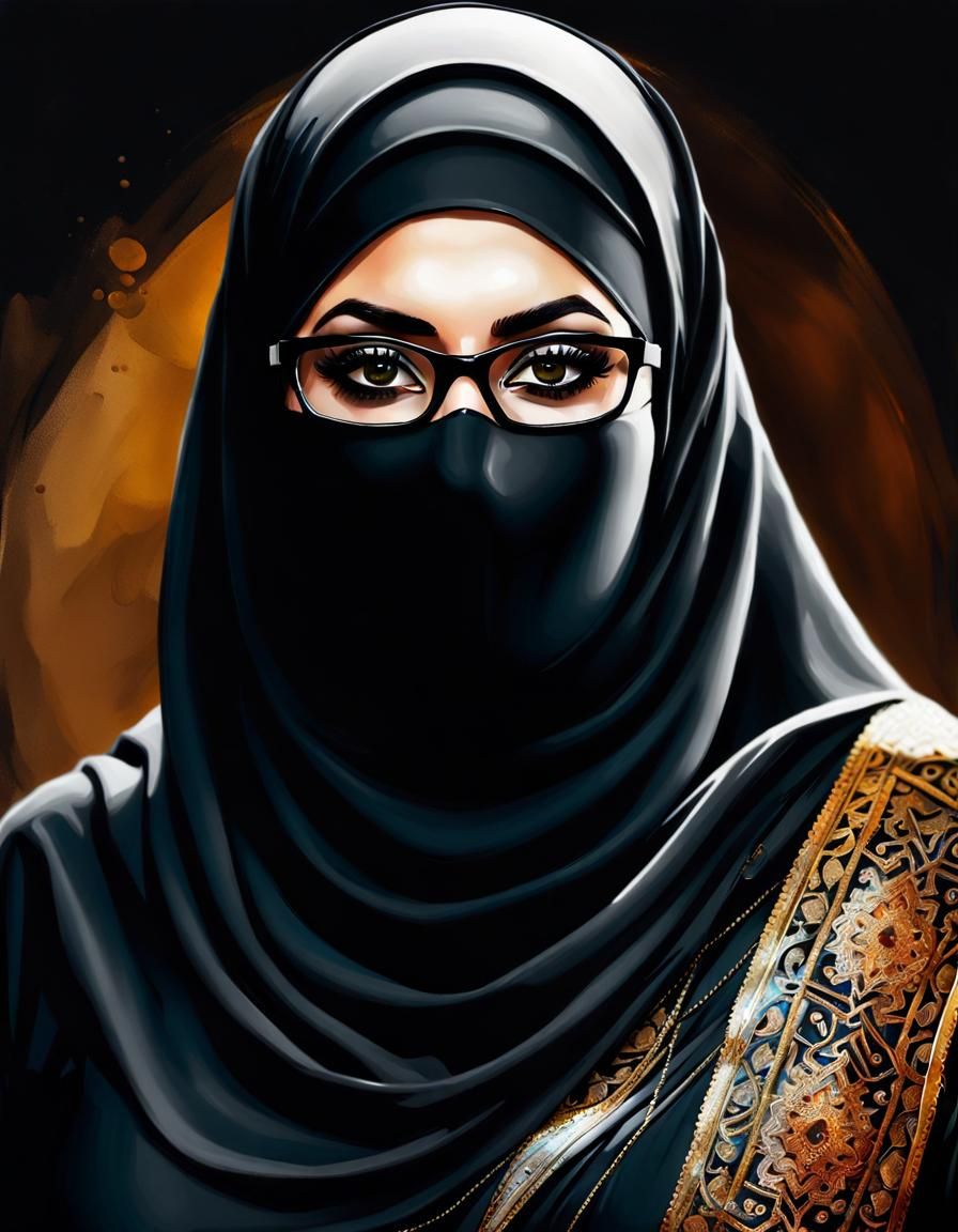 Colorful Pop Art Portrait of Niqabi Woman