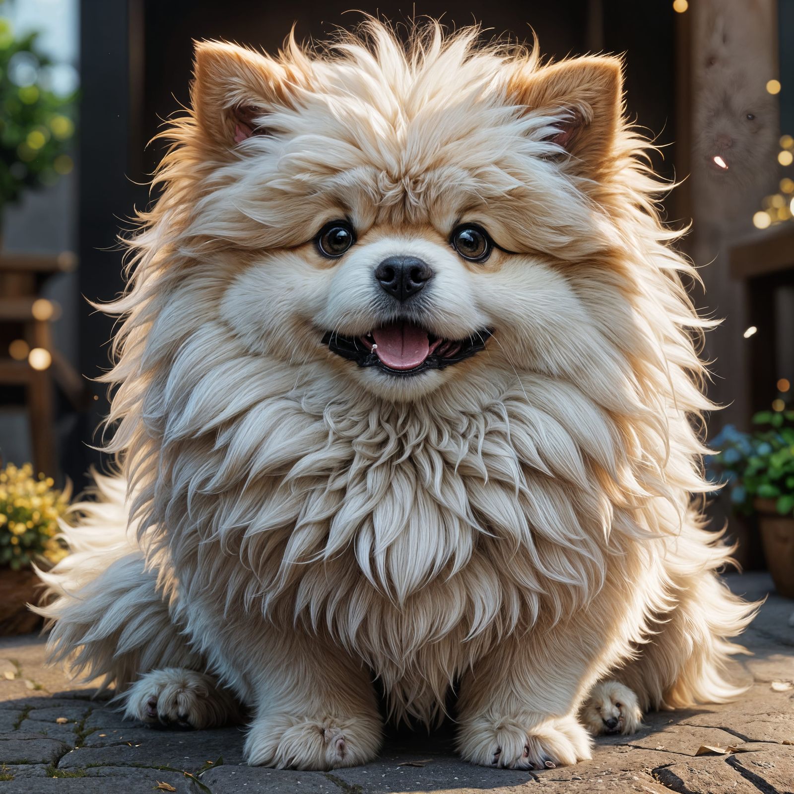 Happy Fluffy Dog in 3D Anime Style