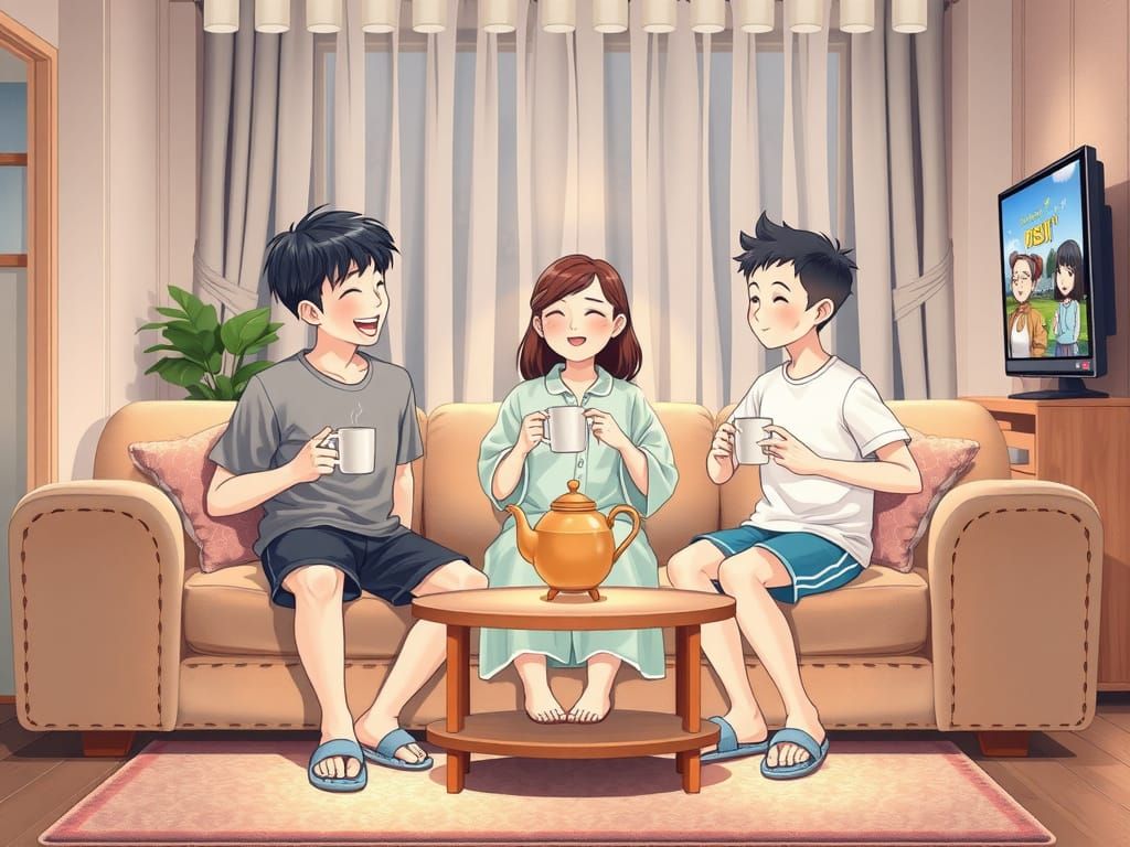 Cozy Sibling Bonding Moment in a Whimsical Living Room