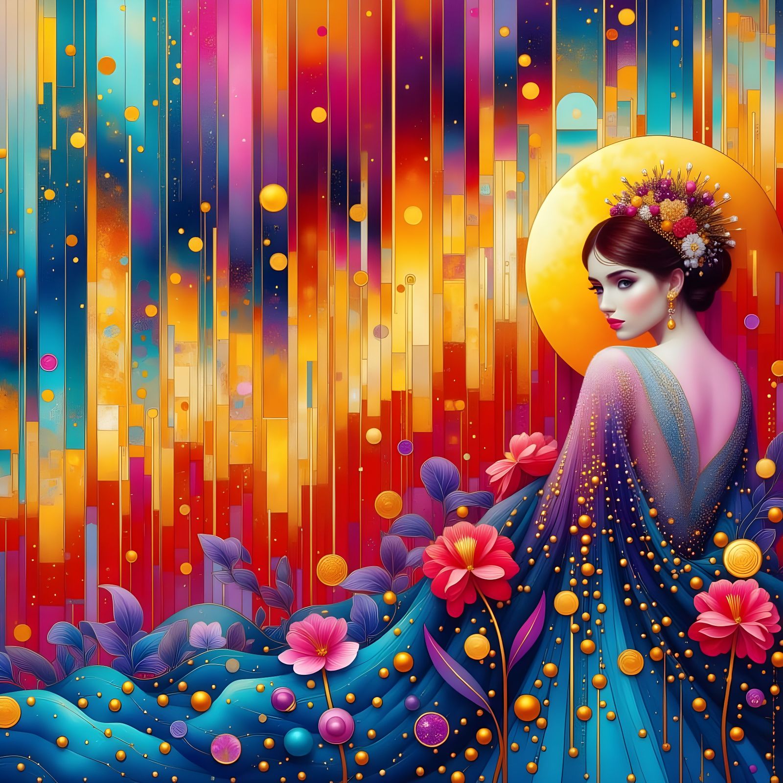 Ethereal Goddess in Midnight Luxury