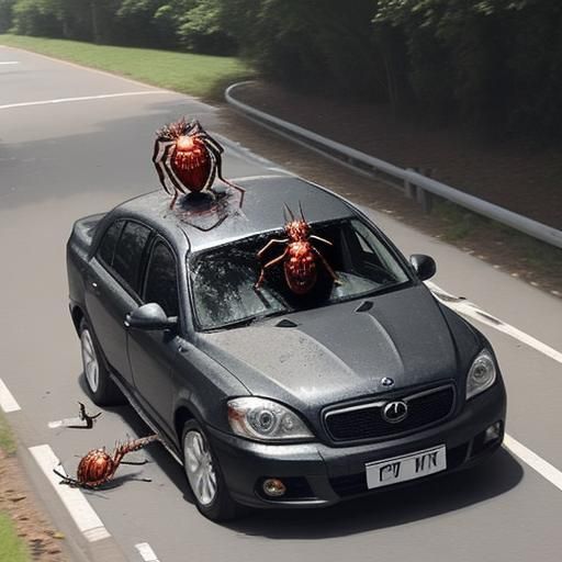 A spider is thought to have caused a car to overturn on a ma...