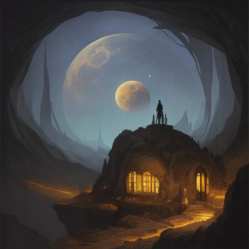 Steampunk Space Colony in Art Nouveau Cave