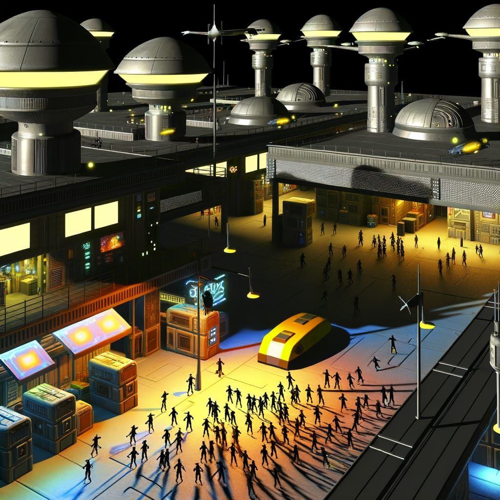 Cyberpunk Metropolis: Neon-Lit Industrial Zone